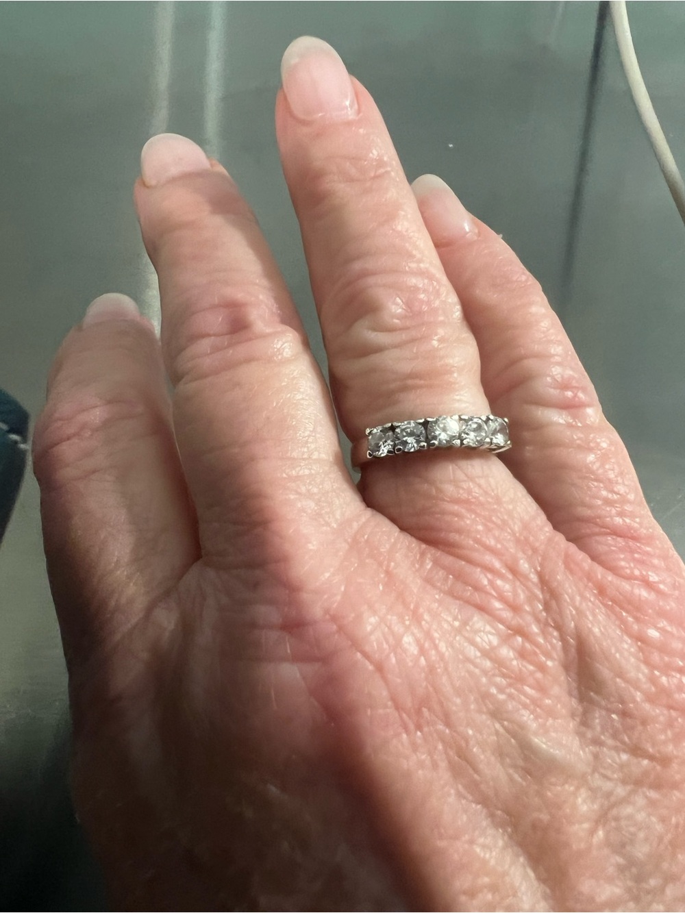 Sterling Silver Clear CZ Eternity Band - Women's Ring